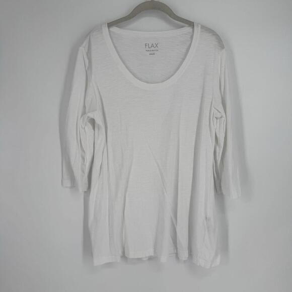 Flax top shirt small S white cotton 3/4 sleeve minimalist coastal beachy work - Picture 1 of 6